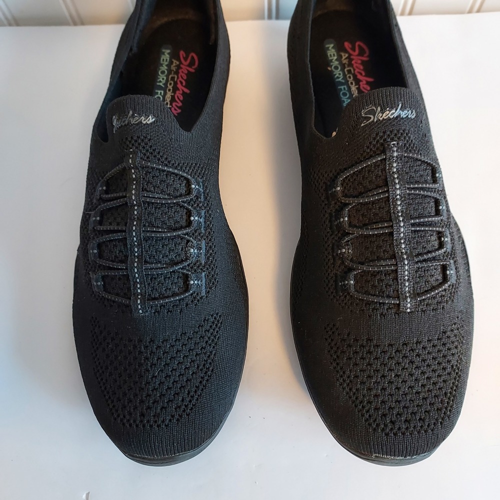 Skechers Women's Black Slip On Memory Foam Air Cooled Sneakers Size 11 - Picture 3 of 10